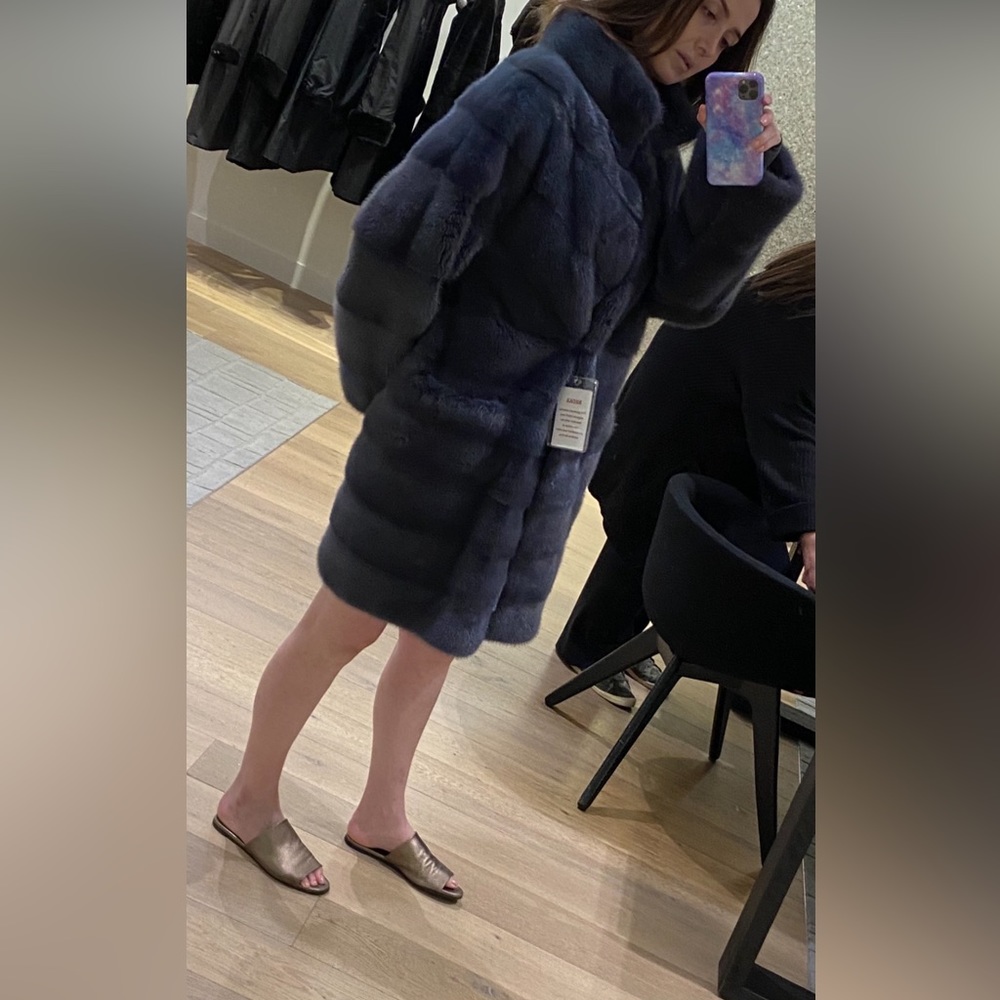 MANAKAS FRANKFURT/KOPENHAGEN Blue Grey MINK FUR Coat - Super Unique!!